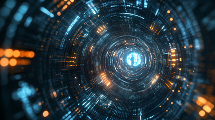 Fototapeta premium Futuristic technology data tunnel