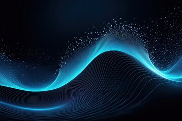 A digital wave design with glowing lines and particles, evoking motion and fluidity.