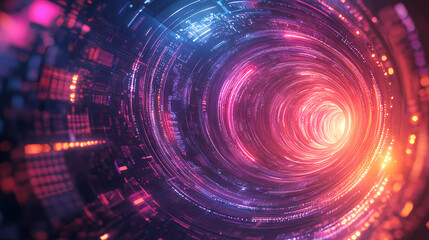 Obraz premium Futuristic technology data tunnel