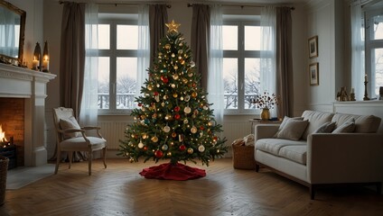 Christmas tree in room