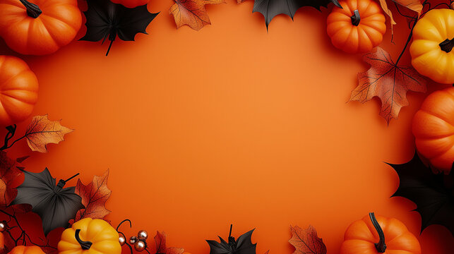 Halloween concept background. Top view of pumpkin orange background