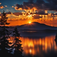 Obraz premium Beautiful landscape with a mountain in the mountains