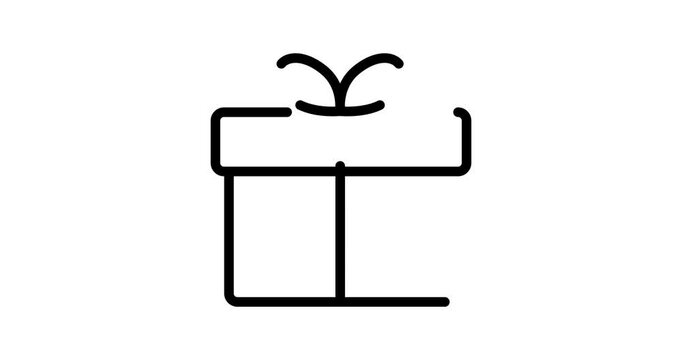 Gift animated outline icon with alpha channel. Gift box 4k motion design animation for web, mobile and ui design