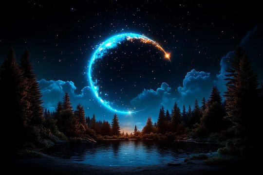 Star constellation, Andromeda, the chained princess is tied to a myth of sacrifice and rescue, shining brightly in the sky