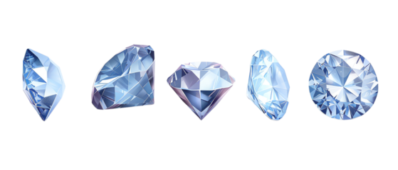 Five sparkling blue diamonds.