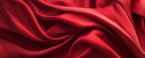 Fototapeta premium Red silk fabric forming elegant waves, luxurious background or texture