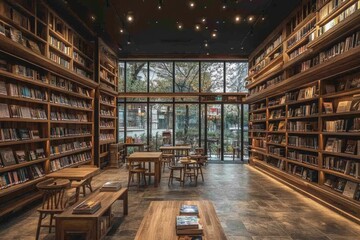 Obraz premium Expansive Library Space for Research and Study