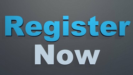 3D Text Of REGISTER NOW - With Black Background
