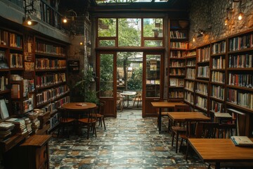 Modern Library with Elegant Wooden Shelving..
