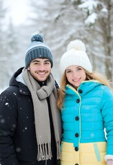 Fototapeta premium Young couple winter 