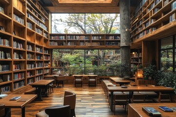 Fototapeta premium Contemporary Reading Space in a Stylish Library..