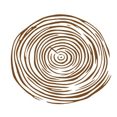 Hand drawn Tree rings wood slice texture. Abstract tree age year circle