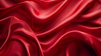 Obraz premium Red silk cloth forming elegant waves of luxury background