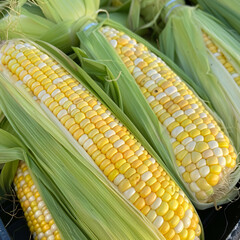 Close up on fresh corn ready to eat
