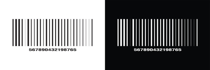 Bar code label template. Barcode icon. Visual data representation with product information isolated on white background. Vector graphic illustration in eps 10.