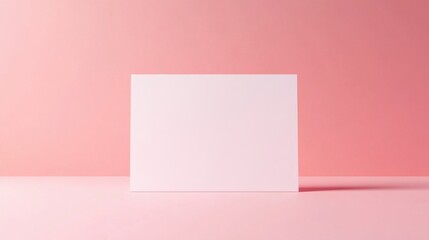 Isolated white card on a pastel pink background, minimalist 3D rendering, emphasizing clean and simple design.