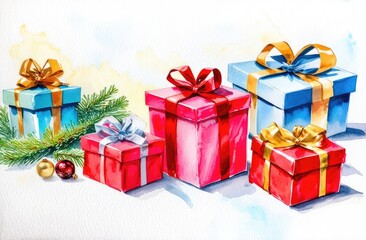 Obraz premium christmas gift boxes with ribbon