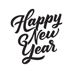 Naklejka premium Happy New Year , Calligraphy lettering card , calligraphy isolated on white background . PNG Image