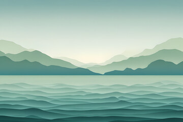 Gradient Seascape Wall Background Blending Soft Blues and Greens for a Serene Coastal Atmosphere
