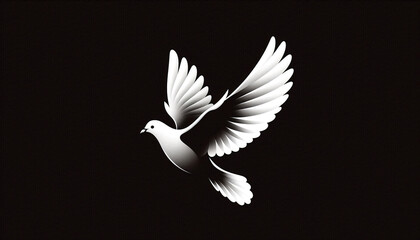 Obraz premium Minimalist image of a dove flying on black background - Concept for peace and freedom