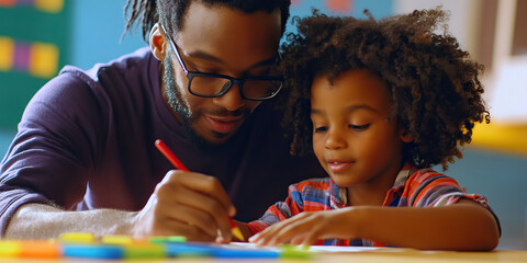 Teacher's Guidance: A patient teacher helping a young student with a challenging math problem.