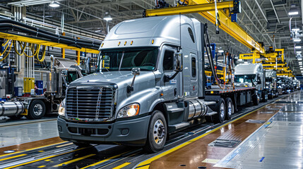 Modern Truck Manufacturing Assembly Line in Action