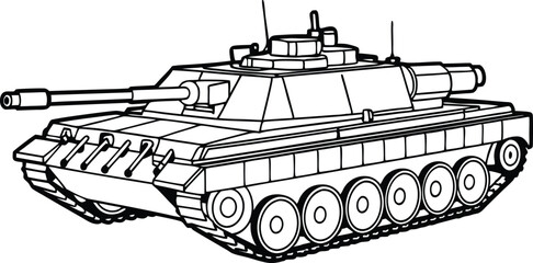 Military Tanks Illustration on White Background