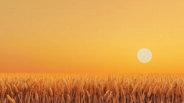 Sustainable farming icon, wheat and sun, eco-friendly agriculture, 3D illustration