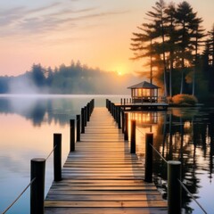 Fototapeta premium Wooden pier in the morning