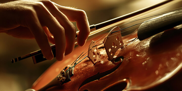 Musician's Melody: A musician lost in music, fingers flying across the strings of a violin