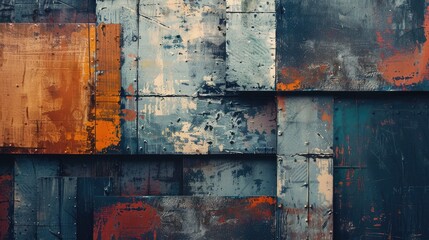 Fototapeta premium Abstract Industrial Grunge Texture with Orange and Blue Tones