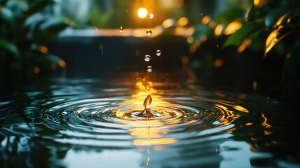 Water Drop Splash in a Pond