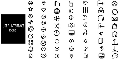 User interface simple concept 63 icons set.Mobile and Web UI Icon Set.Vector illustration.