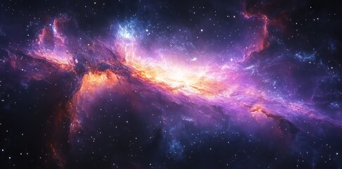 Naklejka premium Cosmic Nebula with Vibrant Colors and Stars