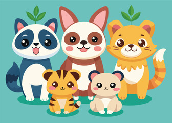 Obraz premium Cute Cartoon Animal Characters