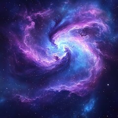Obraz premium A Swirling Cosmic Nebula with Stars and Glowing Gas Clouds