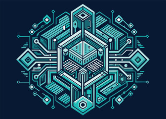 Illustration Futuristic Tech Circuit Board Design