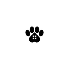 Paw print house icon isolated on white background