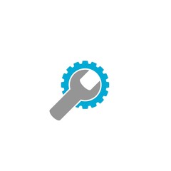 Wrench and Gear isolated icon on white background