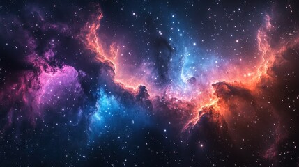 Fototapeta premium A Cosmic Nebula with Glowing Clouds and Stars