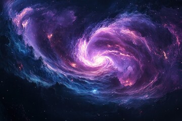 Swirling Nebula with Stars in Deep Space