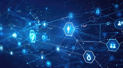 Digital Network with Futuristic Technology Icons