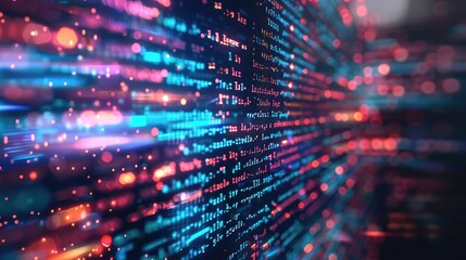 Fototapeta premium Vibrant Digital Code Stream with Abstract Light Effects