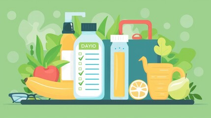 Healthy Meal Plan with Fruit and Drinks