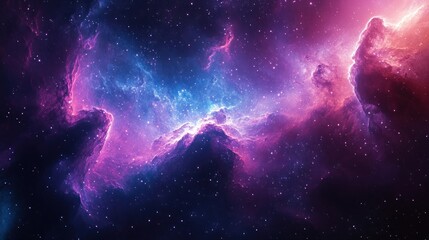 Obraz premium Cosmic Nebula with Stars and Glowing Gas Clouds
