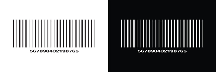 Bar code label template. Barcode icon. Visual data representation with product information isolated on white background. Vector graphic illustration in eps 10.