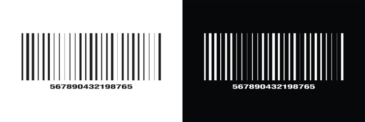 Bar code label template. Barcode icon. Visual data representation with product information isolated on white background. Vector graphic illustration in eps 10.