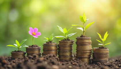 plant growing from coins