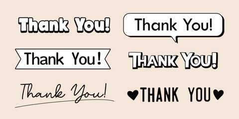 Obraz premium Stylish thank you letters, solid black and line icons vector symbols for graphic designers