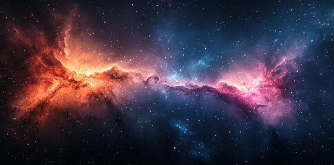Naklejka premium Cosmic Nebula with Vibrant Colors and Scattered Stars